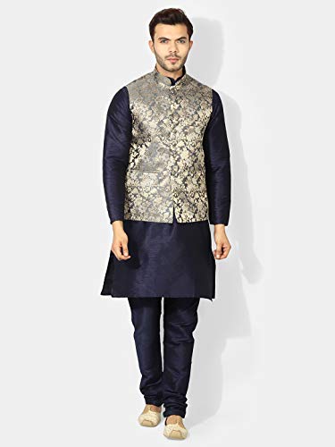 Image of UnM Men Silk Blend Classic Kurta Set