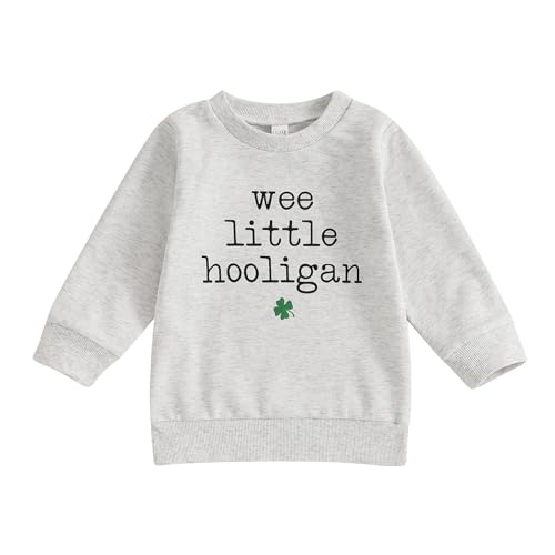 Kids Toddler Boys Girls St. Patrick's Day Outfit Sweatshirt Wee Little Hooligan Crew Neck Pullover Tops
