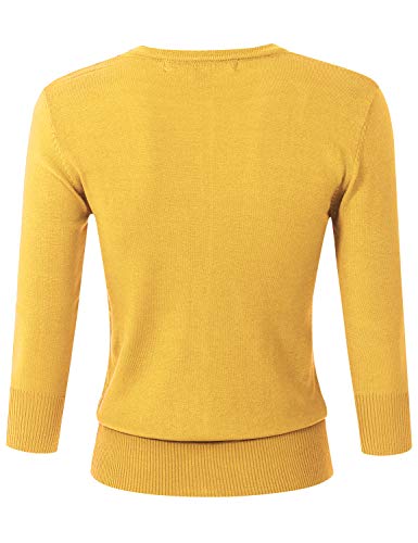 Image of Women's 3 /4 Sleeve Crew Neck Button Down Stretch Knit Cardigan Sweater (S-3XL)