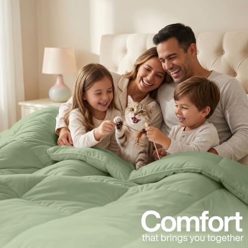 Image of Utopia Bedding Comforters Twin Size, All Season Duvet Insert, Down Alternative Box Stitched Bed Comforter with Corner Tabs, Machine Washable (Sage Green)