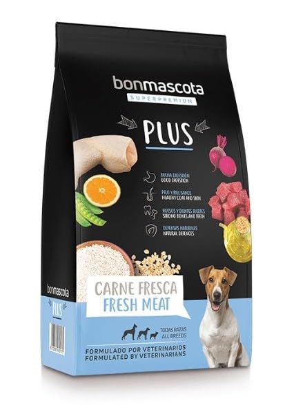 Pienso Perro Adulto. Bonmascota Plus (Saco 20 kg) - para Todas Las Razas Medianas y pequeñas. Croqueta pequeña