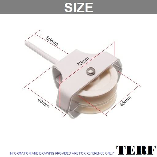 Lot De 2 Poulies à Double Vis 45mm TERF - Pour Corde à Linge Intérieur/Extérieur, Blanc - 2