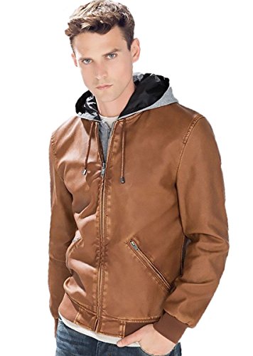 Ed Jordan Men's Faux Leather Motorcycle Jacket-Camel-XL