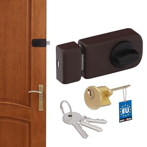 Kotarbu Serrure supplémentaire 60 mm 3 couleurs avec cylindre extérieur - marron