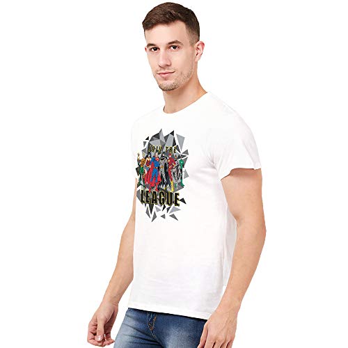 Image of Free Authority Justice League Printed Regular Fit White Cotton Men's T-Shirt