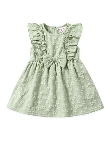 Image of PATPAT Toddler Baby Girls Summer Dresses Spring Clothes Flower Sundress Ruffle Sleeve Bowknot 3-24 Months