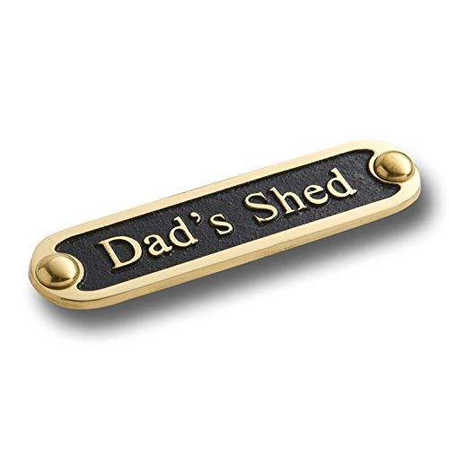 Dad’s Shed Brass Door Sign. Traditional Style Home Décor Wall Plaque Handmade