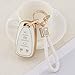 PIFOOG Key Fob Case for Chevy TPU 5 Button Keys Cover Shell Glittering Car Keychain for Malibu Equinox Trax Camaro Blazer Traverse Trailblazer Spark Girly Cute White Gold