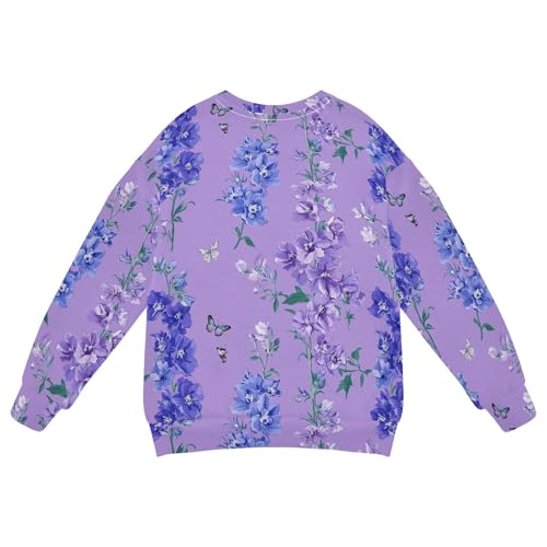 JUNZAN Safari Delphinium Purple Little Girls Sweatshirt Hoodie Crewneck Sweatshirt With Hoodie Camping 4T2
