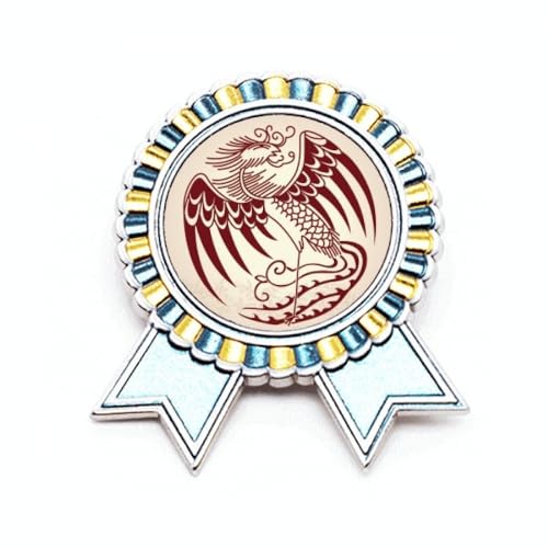 Broche phénix chinois en métal taille M, insigne de style médaille animalière pour veste