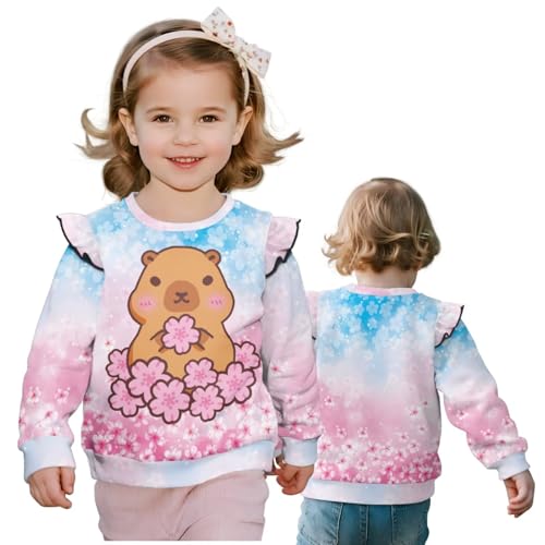 Girls Fashion Sweatshirts Ruffle Sleeves Girl Long Sleeve Pullover Tops Comfortable Toddlers Crew Neck Sweatshirt2