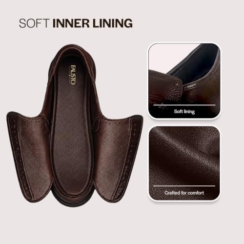 Image of FAUSTO Men Leather Formal Pull-On Shoes