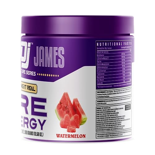 Image of Dennis James Signature Series Pre Energy | Pre Workout | Watermelon Flavor | 300g, 30 Servings | Premium Energy Boost for Intense Workouts