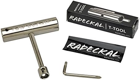 RADECKAL Compact Pocket Skate Tool- T Tool All in One Skate Tool for Skateboards, Longboards, Mini Skateboards, and Cruisers- Collapses to a Compact Size to Fit in Your Pocket (Silver)