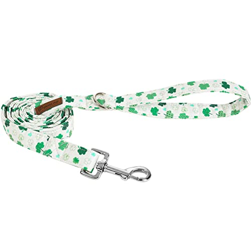UP URARA PUP St. Patrick's Dog Leash Match Dog Collar, Sturdy Durable St. Patrick's Cotton Dog Leash, Lucky Shamrock Dog Training Leash for Small Medium Large Dog, Spring Dog Leash