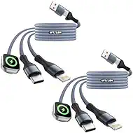 Cruise Essentials 2026, 3 in 2 Multi Charging Cable for iPhone Watch Charger/iPhone 17/IP, iWatch Charger, Travel Camping Essentials Compatible with iWatch 11-2/Ultra/iPhone 17-8,Car (2Pack,6FT)Gray