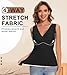 Miguofan Slimming Tank Top for Women V Neck Lace Camisole Tops with Built in Bra Cami Vest Base Layer (US, Alpha, Large, Regular, Regular, Black)