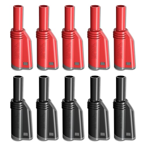 Goupchn 4mm Stackable Shrouded Banana Plugs Safety Fully Insulated Solderless Screw Fixation DIY Connectors Red Black