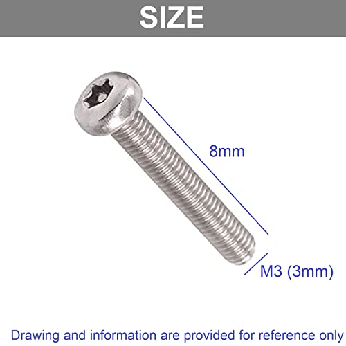 TERF® M3 X 8mm Pan Head Security Torx Machine Screws M3 (3mm) X 8mm Tamper Resistant Torx Socket Pan Head Machine Screws (Bolt) - Image 4