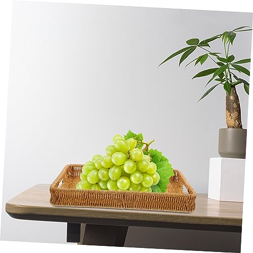 Plateau de rangement rotin synthétique tressé HEMOTON rectangulaire multi-usage - 5