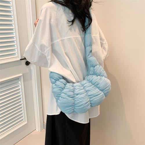 Trendy Croissant Quilted Shoulder Crossbody Bags for Women Large Ruched Nylon Hobos Handbags and Purses Lightweight4
