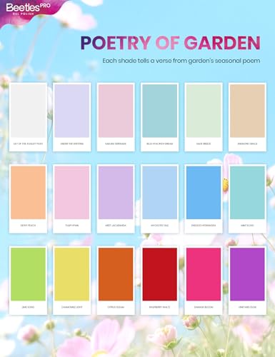 Image of Beetles PRO Gel Polish Set - Poetry of Garden, 15ml Full Size Neon Bright Summer Gel Polish 18 Colors Salon Nails Kit with Base Coat Glossy & Matte Top Coats, 6 Painting Gel UV Nail Lamp Cure Needed