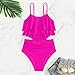 BUERCWS Girls Summer Two Piece Swimsuit Fashion Tiered Ruffle Bikini Bathing Suit Beach Swimwear with Shorts 7-13 Years Girls Swimsuit Hot Pink 7-8Years