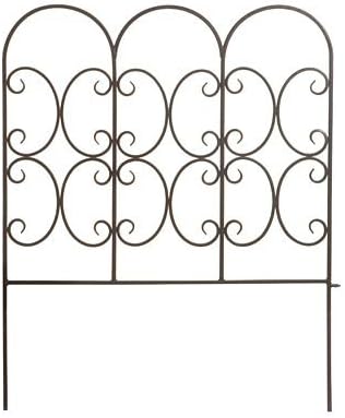 Panacea Triple Arch Border Fence, Black, 31" H, Pack of 12 – Decorative Metal Garden Edging with Elegant Arches and Scrollwork, Durable Outdoor Fence with Soil Stakes for Pathways & Landscaping