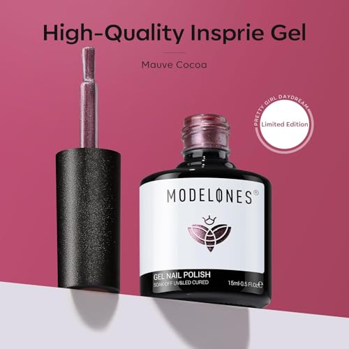 Image of modelones Glitter Gel Nail Polish Pastel Red Gel Nail Polish Soak-Off UV Gel Polish - 28+ Days Long-Lasting Salon-Quality Nail Art DIY Manicure & Gift 15ML