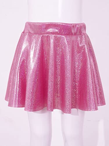 Oyolan Kids Girls Sparkling Shiny Metallic Ballet Dance Skirt Pleated Flared Skater Performance Dancewear Costumes Hot Pink 13-14 Years #TOP2