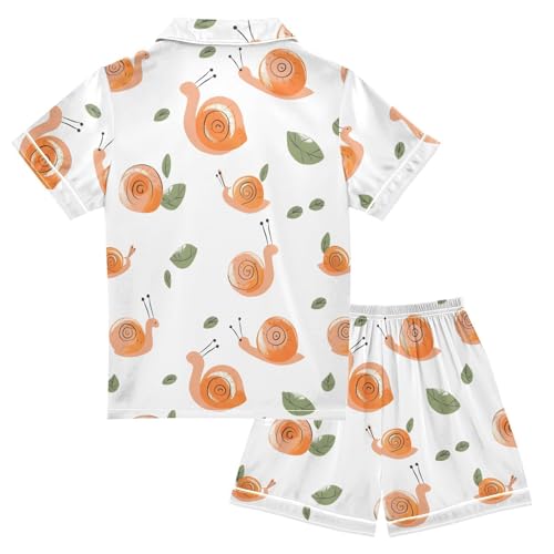 Cute Snail Pajamas Set Summer Button Down Sleepwear Pjs Sets Comfy Loungewear2