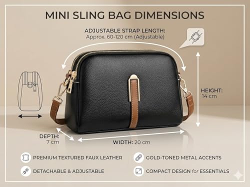 Image of PAVILONN Women Sling Bag Crossbody Purse for Women PU Leather Ladies Handbag Mini Sling Side Bag Small Shoulder Purse Lightweight Travel Handbag Fashion Crossbody Daily Use Girls Messenger Bag