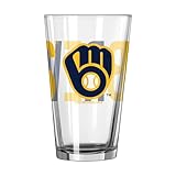 Logo Brands MLB Overtime 16oz Pint Glass (Milwaukee Brewers)