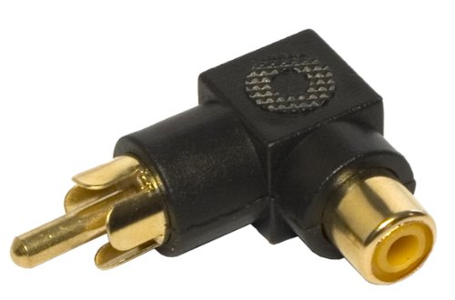 RCA Phono Right Angle Angled Adaptor Male Female - Black