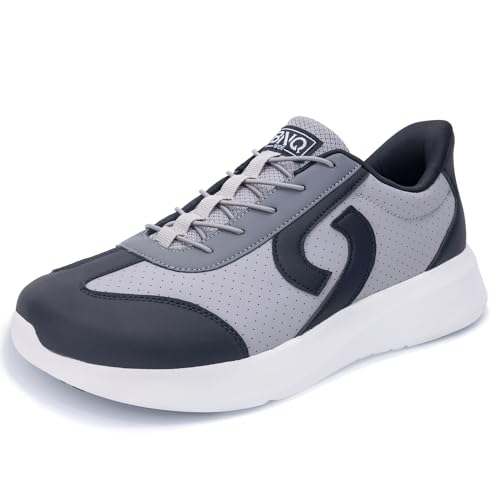 Image of Men's Wide Walking Shoes Tennis Minimalist Sneakers Zero Drop Slip On Comfortable Shoes for Plantar Fasciitis Orthotic Work Standing All Day BlackGrey US 9.5