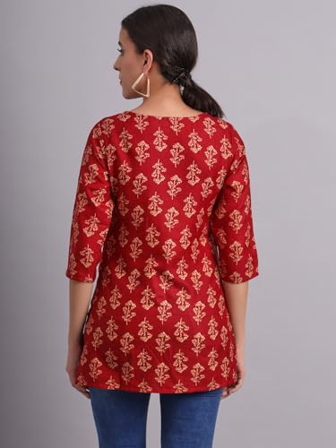 Image of PATLANI Women's Cotton Printed Short Fullstitched Kurti /Kurtas.