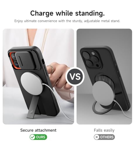 Image of SURITCH for iPhone 14 Pro Max Case with Magnetic Camera Slide Cover and Adjustable Kickstand, Compatible with MagSafe, Shockproof Bumper Case Slim Protective Cover 6.7 Inch, Black