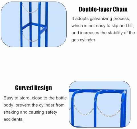 Oxygen Cylinder Rack, Durable Fixed Shelf with Safety Chains, Floor Mountable Bracket for Medical Tanks, Universal for Home Use