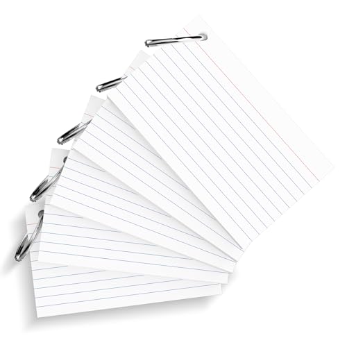 image for AILZFEI 250 Count White Index Cards 3x5 Inch with Key Ring, 180gsm Hea