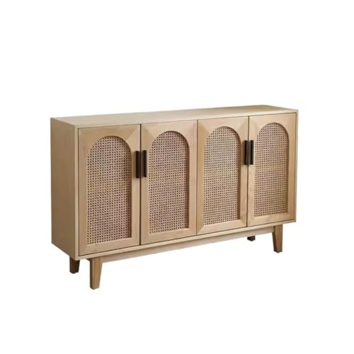 KOHUS Aparador con Aparador Sencillo De Mimbre De Madera Maciza, Armario De Almacenamiento Nórdico For El Hogar, Sala De Estar Y Cocina Mueble Buffet(L:150CMX35CMX90CM)