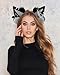 ZFKJERS Handmade Faux Fur Cat Ear Headband with Charms Adult Cosplay Accessory for Halloween (Grey Black)