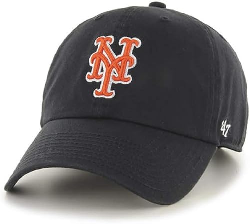 47 MLB Unisex-Adult Alternate Color Clean Up Adjustable Hat Cap - One Size (US, Alpha, One Size, New York Mets Black)