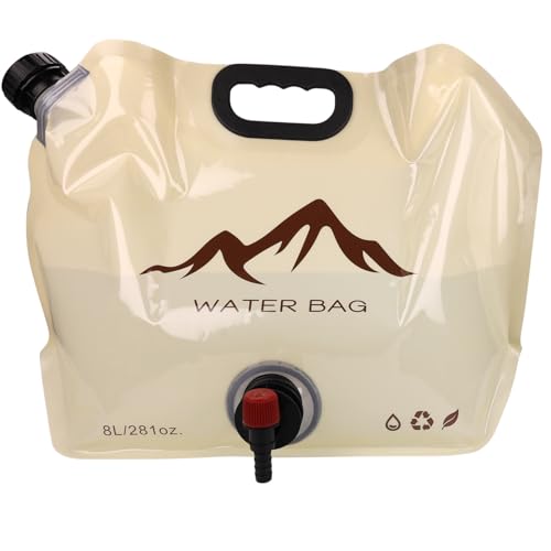 NiuXTool Portable Foldable Water Bag with Spigot, BPA-Free & Durable 8L Large Capacity Water Container for Camping, Hiking, Outdoor Adventures (Khaki)