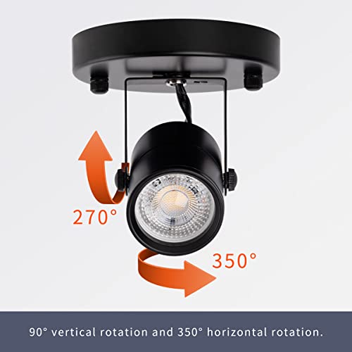 Image of mirrea Black Ceiling Spotlight Bulb Replaceable LED Spot Lights 8W GU10 Bulb 3000K Warm White 90 CRI 38 Beam Angle 1 Pack