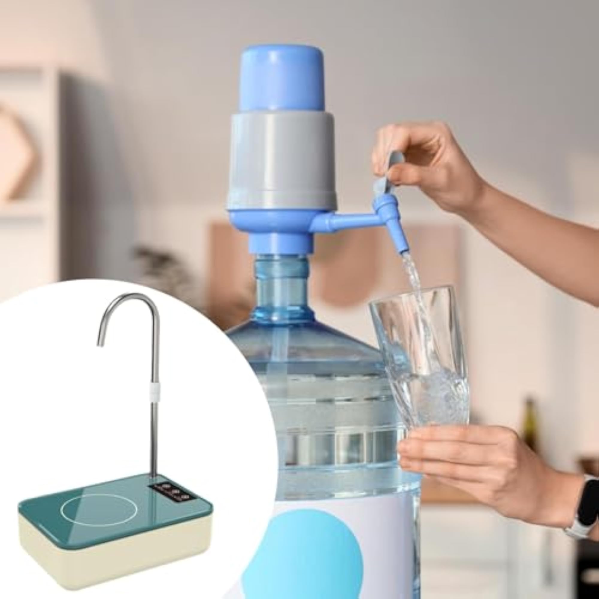 Portable Electric Water Pump for Camping & Office Use, Green