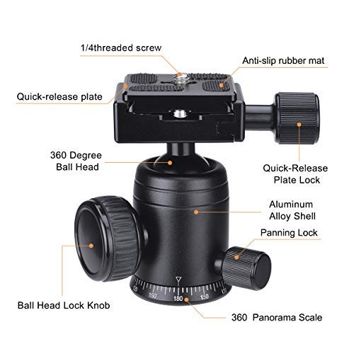 Image secondaire de Professionnel Ventouse Charge 10Kg pour Caméra Appareil Photo Reflex Caméscopes Support Voiture avec Rotule à 360° et Plaque de