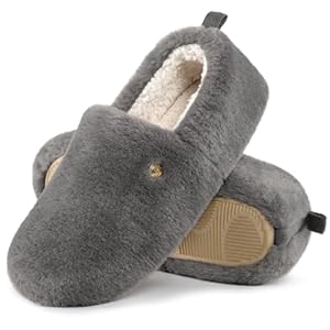 EverFoams Women’s Closed Back Slippers Fuzzy Faux Wool Soft Lightweight Non Slip House Shoes