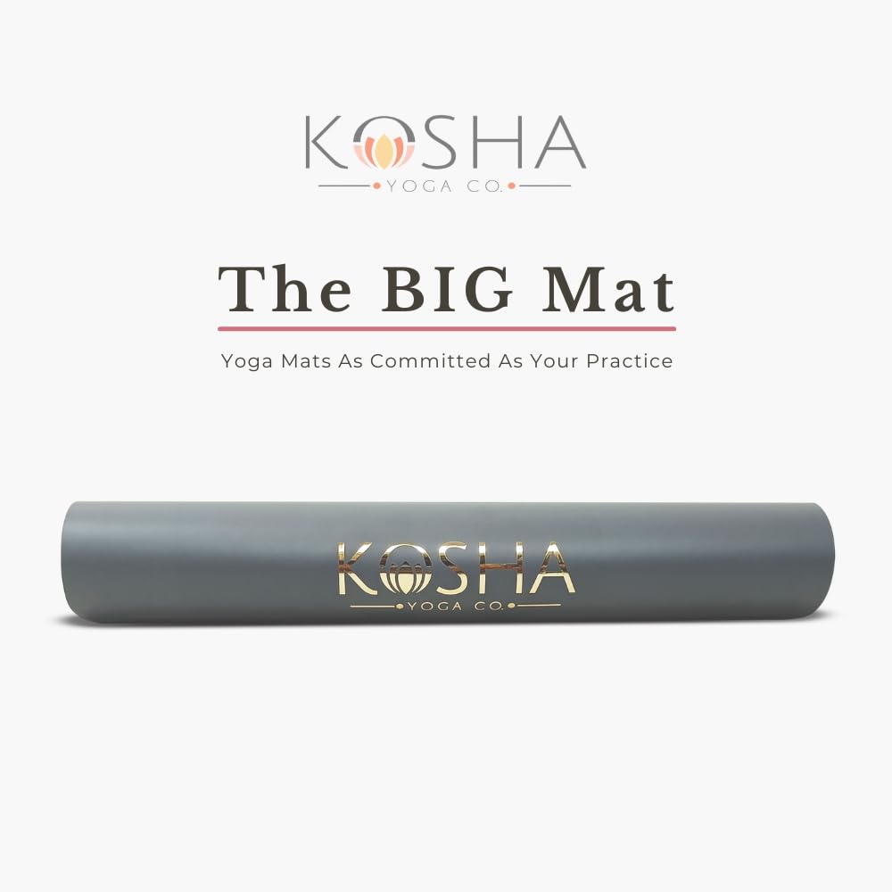 Extra Long Natural Rubber Yoga Mat For Men & Women - BIG PUre Align mats by Kosha Yoga Co. (Concrete Gray) (B0CSQDLKDW) Amazon Price History, Amazon Price Tracker
