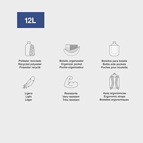 Miquelrius - Plecak z podwójną komorą, 12 l, z recyklingu, zamek błyskawiczny, ergonomiczne uchwyty, wyściełane, kolekcja ABC