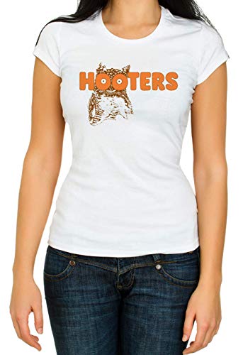 Image of Hooters Owl Boobs America USA Waitress Bird for Woman 3/4 Short Sleeve White T-Shirt (M)